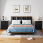 Bamjoy Black Nightstand with 3 Drawers, Beside Table with Drawers for Bedroom, Small Side Table Storage Cabinet 3 Drawer Night Stand for Home Office, 18.0W x 14.0D x 24.8H Inches