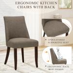 COLAMY Upholstered Dining Chairs Set of 2, Mid Century Modern Kitchen Chairs with Back, Farmhouse Fabric Side Dining Room Chairs with Wood Legs for Dining Room Restaurant, Brown