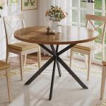 ChooChoo 47.2 Inch Round Dining Table for 4, Farmhouse Wood Kitchen Table, Round Dinner Table for Kitchen & Dining Room, Walnut