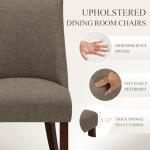 COLAMY Upholstered Dining Chairs Set of 2, Mid Century Modern Kitchen Chairs with Back, Farmhouse Fabric Side Dining Room Chairs with Wood Legs for Dining Room Restaurant, Brown