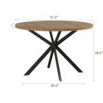 ChooChoo 47.2 Inch Round Dining Table for 4, Farmhouse Wood Kitchen Table, Round Dinner Table for Kitchen & Dining Room, Walnut