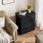 Bamjoy Black Nightstand with 3 Drawers, Beside Table with Drawers for Bedroom, Small Side Table Storage Cabinet 3 Drawer Night Stand for Home Office, 18.0W x 14.0D x 24.8H Inches
