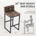 FIRAVOE Bar Stools Set of 3, Upholstered PU Leather Counter Height Barstools with Low Back and Thickened Metal Legs, Modern Chairs for Kitchen Island, Bar, Counter (Coffee Brown, 3Pcs 26" Bar Stools)