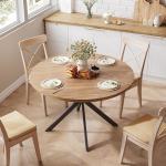ChooChoo 47.2 Inch Round Dining Table for 4, Farmhouse Wood Kitchen Table, Round Dinner Table for Kitchen & Dining Room, Walnut