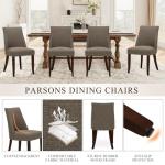 COLAMY Upholstered Dining Chairs Set of 2, Mid Century Modern Kitchen Chairs with Back, Farmhouse Fabric Side Dining Room Chairs with Wood Legs for Dining Room Restaurant, Brown