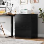 Bamjoy Black Nightstand with 3 Drawers, Beside Table with Drawers for Bedroom, Small Side Table Storage Cabinet 3 Drawer Night Stand for Home Office, 18.0W x 14.0D x 24.8H Inches