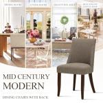 COLAMY Upholstered Dining Chairs Set of 2, Mid Century Modern Kitchen Chairs with Back, Farmhouse Fabric Side Dining Room Chairs with Wood Legs for Dining Room Restaurant, Brown