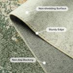 Kelarea Living Room Rug, 9x12 Rug Modern Abstract Washable Rugs, Green Vintage Low Pile Carpet, Non Slip Large Rugs for Bedroom, Dining Room, College Dorm, Home Office