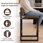 FIRAVOE Bar Stools Set of 3, Upholstered PU Leather Counter Height Barstools with Low Back and Thickened Metal Legs, Modern Chairs for Kitchen Island, Bar, Counter (Coffee Brown, 3Pcs 26" Bar Stools)