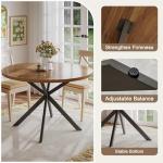 ChooChoo 47.2 Inch Round Dining Table for 4, Farmhouse Wood Kitchen Table, Round Dinner Table for Kitchen & Dining Room, Walnut