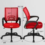 BestOffice | Ergonomic Office Chair | Mid-Back Swivel Desk Chair | Breathable Backrest & Lumbar Support | Adjustable Height | Sponge Seat | Rolling Wheels | Red | for Adults & Women
