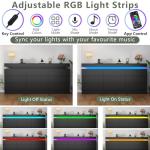 Gyfimoie 9 Drawer Dresser with Power Outlet, Dresser with LED Light, Modern Chest of Drawers for Closet, Double Wide Drawer Organizer Cabinet for Bedroom, Living Room (Black, 9 Drawers)