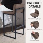 FIRAVOE Bar Stools Set of 3, Upholstered PU Leather Counter Height Barstools with Low Back and Thickened Metal Legs, Modern Chairs for Kitchen Island, Bar, Counter (Coffee Brown, 3Pcs 26" Bar Stools)