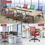 BestOffice | Ergonomic Office Chair | Mid-Back Swivel Desk Chair | Breathable Backrest & Lumbar Support | Adjustable Height | Sponge Seat | Rolling Wheels | Red | for Adults & Women