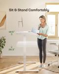 Marsail Standing Desk with Drawer, 48 x 24 inch Whole Piece Tabletop Electric Standing Desk, Height Adjustable Desk with USB Charging Ports, Sit Stand Desk with Storage for Home & Office White