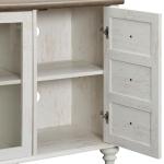 WAMPAT Sideboard Buffet Cabinets with Glass Door, Kitchen Storage Cabinets, Wood Coffee Bar Tables, Accent Sideboard Storage Cabinet for Dining Room, Living Room, Rustic White