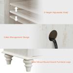 WAMPAT Sideboard Buffet Cabinets with Glass Door, Kitchen Storage Cabinets, Wood Coffee Bar Tables, Accent Sideboard Storage Cabinet for Dining Room, Living Room, Rustic White