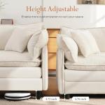 Vesgantti 108" Modular Sectional Sofa, Comfy Cloud Couch with Movable Ottoman Deep Seat Chenille L Shaped Modular Sofa, Sectional Couches for Living Room, Bedroom and Apartment, Beige