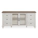 WAMPAT Sideboard Buffet Cabinets with Glass Door, Kitchen Storage Cabinets, Wood Coffee Bar Tables, Accent Sideboard Storage Cabinet for Dining Room, Living Room, Rustic White