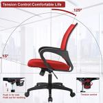 BestOffice | Ergonomic Office Chair | Mid-Back Swivel Desk Chair | Breathable Backrest & Lumbar Support | Adjustable Height | Sponge Seat | Rolling Wheels | Red | for Adults & Women