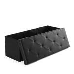 Sweetcrispy 43 Inches Folding Ottoman with Storage Bench, Foot Rest Stool, End of Bed Storage Bench Upholstered, Load 660 lbs, for Living Room, Lychee Grain Leather, Black