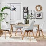 OLIXIS Dining Chairs Set of 8 Kitchen Mid Century Modern Chairs with Wood Legs and PU Leather Cushion for Living Room Bedroom Outdoor Lounge, White