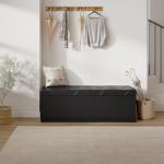 Sweetcrispy 43 Inches Folding Ottoman with Storage Bench, Foot Rest Stool, End of Bed Storage Bench Upholstered, Load 660 lbs, for Living Room, Lychee Grain Leather, Black