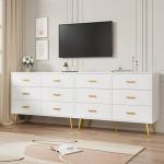 GarveeHome White Modern 6 Drawer Dresser with Gold Handles, Wooden Chest Dresser with Deep Drawers, Ample Storage Space, for Bedroom, Living Room and Entryway