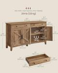 VASAGLE LIRY Collection - Buffet Cabinet, Coffee Bar Cabinet with 2 Drawers, Adjustable Shelves, Sideboard Storage with Cable Holes, Drawer Dividers, Honey Brown UBBK381K01