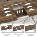 HOMCOM 47"-63" Expandable Dining Table for 4-6 People, Farmhouse Dinner Table with Heavy Duty Metal Trestle Base, Rectangle Kitchen Desk, Distressed Brown