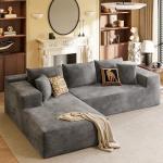 YESHOMY Boneless Couches for Living Room, 108" Sectional Modular Sectional Sofa with Deep Seat, Cloud Comfy Couch with L-Shape Chaise, Easy Assembly (Corduroy, Gray)