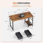 Sweetcrispy 48 Inch Computer Desk with Drawers for Home Office, Writing Desk with X-Shaped Reinforcement, Wood Table with Adjustable Position Drawers, Modern Study Work Table with Side Hook, Rust