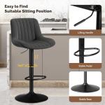 Nalupatio Bar Stools Set of 2, Adjustable Modern Swivel Bar Stools with Backs, Counter Height Performance Fabric Island Chairs for Home Kitchen, Black
