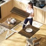 HOMCOM 47"-63" Expandable Dining Table for 4-6 People, Farmhouse Dinner Table with Heavy Duty Metal Trestle Base, Rectangle Kitchen Desk, Distressed Brown