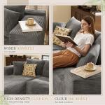 YESHOMY Boneless Couches for Living Room, 108" Sectional Modular Sectional Sofa with Deep Seat, Cloud Comfy Couch with L-Shape Chaise, Easy Assembly (Corduroy, Gray)