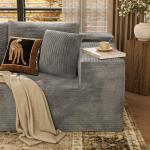 YESHOMY Boneless Couches for Living Room, 108" Sectional Modular Sectional Sofa with Deep Seat, Cloud Comfy Couch with L-Shape Chaise, Easy Assembly (Corduroy, Gray)