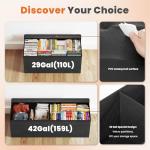 Sweetcrispy 43 Inches Folding Ottoman with Storage Bench, Foot Rest Stool, End of Bed Storage Bench Upholstered, Load 660 lbs, for Living Room, Lychee Grain Leather, Black