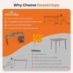 Sweetcrispy 48 Inch Computer Desk with Drawers for Home Office, Writing Desk with X-Shaped Reinforcement, Wood Table with Adjustable Position Drawers, Modern Study Work Table with Side Hook, Rust