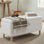 MALOL Ottoman with Storage, Storage Ottoman Bench, Entryway Bench with Wood Legs for Living Room, Sitting Area,Cream