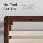 Nectar Bamboo Platform Bed Frame - California King - Walnut - Floating Center Support Legs - 12” Height - Tool Free Set Up - Contemporary - Sturdy Wooden Support Slats - Holds Up to 800 Pounds