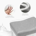 DUMOS Saddle Bar Stools Set of 4, 24 Inch Counter Height Stools with Curved PU Leather Surface, 3.7" Thick Upholstery Bar Height Stools with Footrest for Kitchen Island, Dining, Cafe, Gray