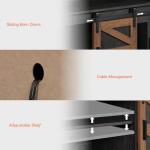 WAMPAT Farmhouse Buffet Cabinet, Rustic Sideboard with Sliding Barn Doors, 59" Coffee Bar Storage Cabinet with Mesh Doors, Antique Black & Brown Cupboard Table for Kitchen, Dining Room, Living Room