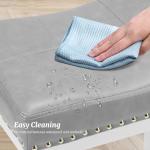 DUMOS Saddle Bar Stools Set of 4, 24 Inch Counter Height Stools with Curved PU Leather Surface, 3.7" Thick Upholstery Bar Height Stools with Footrest for Kitchen Island, Dining, Cafe, Gray