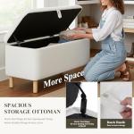 MALOL Ottoman with Storage, Storage Ottoman Bench, Entryway Bench with Wood Legs for Living Room, Sitting Area,Cream
