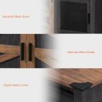 WAMPAT Farmhouse Buffet Cabinet, Rustic Sideboard with Sliding Barn Doors, 59" Coffee Bar Storage Cabinet with Mesh Doors, Antique Black & Brown Cupboard Table for Kitchen, Dining Room, Living Room