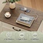 Huuger Nightstand with Charging Station, 3 Drawer Night Stand, 22 Inch Wider Side Table with Storage, Farmhouse Nightstand with Vintage Handles, Thicken Base, for Bedroom, Distressed White