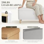 MALOL Ottoman with Storage, Storage Ottoman Bench, Entryway Bench with Wood Legs for Living Room, Sitting Area,Cream