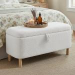 MALOL Ottoman with Storage, Storage Ottoman Bench, Entryway Bench with Wood Legs for Living Room, Sitting Area,Cream