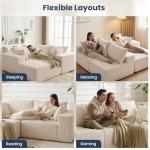 DUMOS 108" Boneless Couch, Cloud Sectional Couch with L-Shape Chaise, Modular Sectional Sofa with Deep Seat, Upholstered Couch for Living Room Bedroom, No Assembly Required (Beige, Left Facing Chaise)