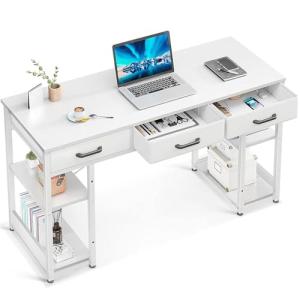 Modern Small Computer Desk with Fabric Drawers